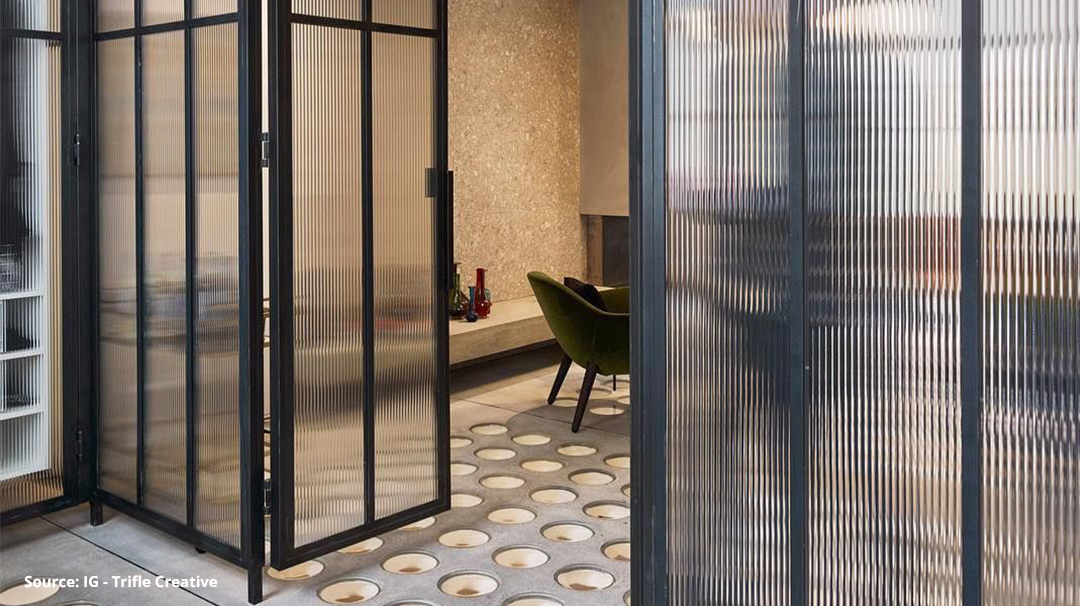 Fluted glass office doors